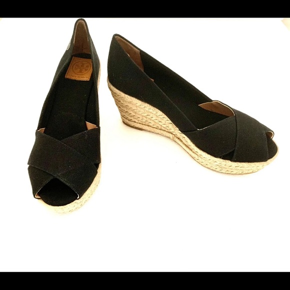 - Tory Burch Filipa Espadrilles Canvas Peep Toe Sandals MINT CONDITION - Picture 2 of 8